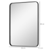 Specchio Bagno con Cornice in Metallo e Gancio, 60x2.5x80 cm, Nero