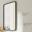 Specchio Bagno con Cornice in Metallo e Gancio, 60x2.5x80 cm, Nero