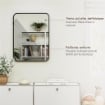 Specchio Bagno con Cornice in Metallo e Gancio, 60x2.5x80 cm, Nero