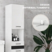 MOBILE BAGNO ALTO A COLONNA CON ANTE, 2 ARMADIETTI, MOBILETTO BAGNO SALVASPAZIO CON RIPIANI REGOLABILI PER SALA DA PRANZO SALOTTO SOGGIORNO, 35 X 25 X 120 CM, BIANCO LUCIDO