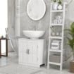 MOBILE PER LAVABO CON PIEDISTALLO, MOBILE SOTTO LAVABO CON 2 ANTE E SCAFFALE REGOLABILE, MOBILE DA BAGNO CON RITAGLIO A FORMA DI U, BIANCO