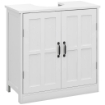 MOBILE PER LAVABO CON PIEDISTALLO, MOBILE SOTTO LAVABO CON 2 ANTE E SCAFFALE REGOLABILE, MOBILE DA BAGNO CON RITAGLIO A FORMA DI U, BIANCO