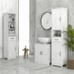 MOBILE PER LAVABO CON PIEDISTALLO, MOBILE SOTTO LAVABO CON 2 ANTE E SCAFFALE REGOLABILE, MOBILE DA BAGNO CON RITAGLIO A FORMA DI U, BIANCO