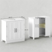 MOBILE PER LAVABO CON PIEDISTALLO, MOBILE SOTTO LAVABO CON 2 ANTE E SCAFFALE REGOLABILE, MOBILE DA BAGNO CON RITAGLIO A FORMA DI U, BIANCO