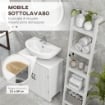 MOBILE PER LAVABO CON PIEDISTALLO, MOBILE SOTTO LAVABO CON 2 ANTE E SCAFFALE REGOLABILE, MOBILE DA BAGNO CON RITAGLIO A FORMA DI U, BIANCO