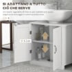 MOBILE PER LAVABO CON PIEDISTALLO, MOBILE SOTTO LAVABO CON 2 ANTE E SCAFFALE REGOLABILE, MOBILE DA BAGNO CON RITAGLIO A FORMA DI U, BIANCO