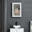Specchio Bagno Contenitore con Anta Magnetica, Mobile Bagno con Specchio, Ripiano Regolabile, Bianco