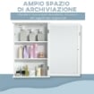 Specchio Bagno Contenitore con Anta Magnetica, Mobile Bagno con Specchio, Ripiano Regolabile, Bianco