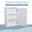 Specchio Bagno Contenitore con Anta Magnetica, Mobile Bagno con Specchio, Ripiano Regolabile, Bianco