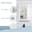 Specchio Bagno Contenitore con Anta Magnetica, Mobile Bagno con Specchio, Ripiano Regolabile, Bianco