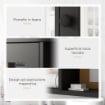 Specchiera Bagno con 6 Ripiani Aperti e 2 Chiusi, in Legno e Vetro, 66x17x63 cm, Nero