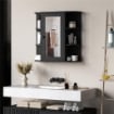 Specchiera Bagno con 6 Ripiani Aperti e 2 Chiusi, in Legno e Vetro, 66x17x63 cm, Nero
