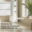 Colonna Bagno con Armadietto, Ripiani e Cassetti, in Legno, 15x33x136.8 cm, Bianco