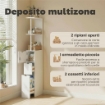Colonna Bagno con Armadietto, Ripiani e Cassetti, in Legno, 15x33x136.8 cm, Bianco
