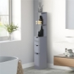 MOBILE COLONNA BAGNO CON RIPIANI APERTI E CASSETTI, IN LEGNO, 15X33X136.8 CM, GRIGIO