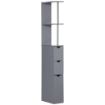 MOBILE COLONNA BAGNO CON RIPIANI APERTI E CASSETTI, IN LEGNO, 15X33X136.8 CM, GRIGIO
