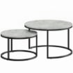 SET 2 TAVOLINI DA SALOTTO ROTONDI CON PIANO EFFETTO MARMO, IN LEGNO E METALLO, GRIGIO MARMO
