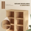SET 2 MOBILI PORTA CD A 6 RIPIANI REGOLABILI PER 204 CD IN LEGNO, 21X22.5X88.5 CM, COLOR LEGNO