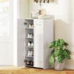 SCARPIERA DA INGRESSO MODERNA CON 5 RIPIANI REGOLABILI, 55X36X108 CM, BIANCO