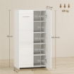 SCARPIERA DA INGRESSO MODERNA CON 5 RIPIANI REGOLABILI, 55X36X108 CM, BIANCO