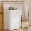 SCARPIERA DA INGRESSO MODERNA CON 5 RIPIANI REGOLABILI, 55X36X108 CM, BIANCO