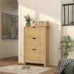 Scarpiera Slim per 18 Paia di Scarpe, 3 Cassetti con 2 Ripiani Regolabili e Rimovibili, 72x26x112 cm, Naturale