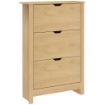 Scarpiera Slim per 18 Paia di Scarpe, 3 Cassetti con 2 Ripiani Regolabili e Rimovibili, 72x26x112 cm, Naturale