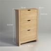 Scarpiera Slim per 18 Paia di Scarpe, 3 Cassetti con 2 Ripiani Regolabili e Rimovibili, 72x26x112 cm, Naturale