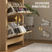 Scarpiera Slim per 18 Paia di Scarpe, 3 Cassetti con 2 Ripiani Regolabili e Rimovibili, 72x26x112 cm, Naturale