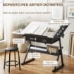 TAVOLO DA DISEGNO REGOLABILE, SCRIVANIA E SGABELLO PER DISEGNO E LAVORO, BIANCO