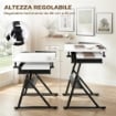 TAVOLO DA DISEGNO REGOLABILE, SCRIVANIA E SGABELLO PER DISEGNO E LAVORO, BIANCO