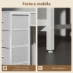 Scrivania Angolare a 6 Cassetti con Gancio Laterale e Prese Integrate, in Legno e Acciaio, 126x48x80 cm, Bianco