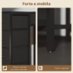 Scrivania Angolare a 6 Cassetti con Gancio Laterale e Prese Integrate, in Legno e Acciaio, 126x48x80 cm, Nero