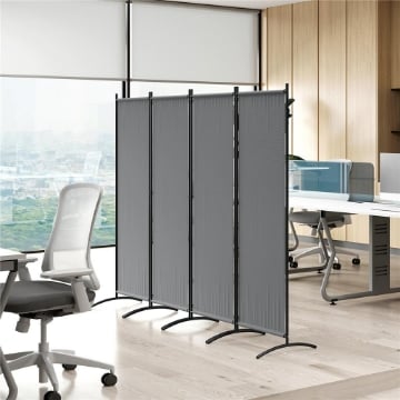 Paravento da Esterno e Interno a 4 Pannelli Pieghevole, 221x50x172cm, Grigio Scuro