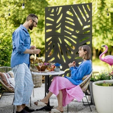 SEPARÈ A 3 ANTE VERTICALI IN ACCIAIO CON MOTIVO TROPICALE, 122X45X198 CM, NERO