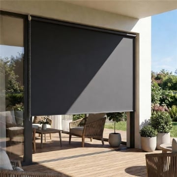 Tenda a Rullo Avvolgibile in Poliestere Anti-UV con Catenella, 240x160 cm, Grigio Scuro