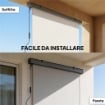 Tenda a Rullo Avvolgibile in Poliestere Anti-UV con Cassetta in Alluminio e Manovella, 250x160 cm, Bianco Crema