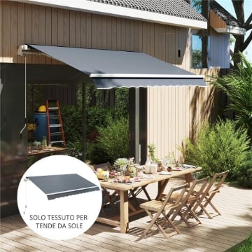 Telo di Ricambio per Tenda Parasole Retrattile 4x3 m in Poliestere Anti UV 50+ Grigio