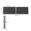 Divisore da Giardino Regolabile Anti UV con Maniglia, in Metallo e Poliestere 180 g/m¦, 600x180 cm, Grigio