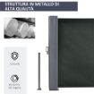 Divisore da Giardino Regolabile Anti UV con Maniglia, in Metallo e Poliestere 180 g/m¦, 600x180 cm, Grigio