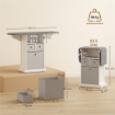MOBILE ASSE DA STIRO PIEGHEVOLE A ROTELLE CON RIPIANO APERTO E 3 CASSETTI, 121X37X89.5 CM, BIANCO E GRIGIO
