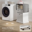 MOBILE ASSE DA STIRO PIEGHEVOLE A ROTELLE CON RIPIANO APERTO E 3 CASSETTI, 121X37X89.5 CM, BIANCO E GRIGIO
