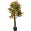 Pianta Artificiale di Croton Multicolore in PEVA e Legno con Vaso Contenitore in PP e Cemento, 55x55x120 cm