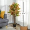 Pianta Artificiale di Croton Multicolore in PEVA e Legno con Vaso Contenitore in PP e Cemento, 55x55x120 cm