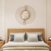 Specchio da Parete Rotondo con Strisce in Metallo e Design Plissettato, 60x60 cm, Oro