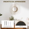 Specchio da Parete Rotondo con Strisce in Metallo e Design Plissettato, 60x60 cm, Oro