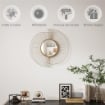 Specchio da Parete Rotondo con Strisce in Metallo e Design Plissettato, 60x60 cm, Oro