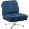 POLTRONA SALOTTO GIREVOLE RIVESTITA IN CINIGLIA CON SEDUTA LARGA, POLTRONCINA CAMERA DA LETTO MODERNA CON GAMBE IN METALLO PER SOGGIORNO, BLU SCURO