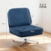 POLTRONA SALOTTO GIREVOLE RIVESTITA IN CINIGLIA CON SEDUTA LARGA, POLTRONCINA CAMERA DA LETTO MODERNA CON GAMBE IN METALLO PER SOGGIORNO, BLU SCURO