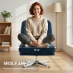 POLTRONA SALOTTO GIREVOLE RIVESTITA IN CINIGLIA CON SEDUTA LARGA, POLTRONCINA CAMERA DA LETTO MODERNA CON GAMBE IN METALLO PER SOGGIORNO, BLU SCURO